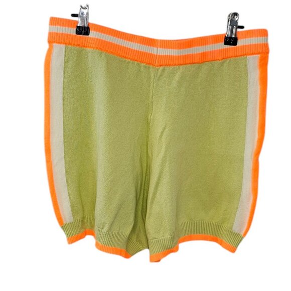 Anthropologie Sweater Shorts High Rise Size Large Neon Stripe Pull On NWT - Picture 2 of 7